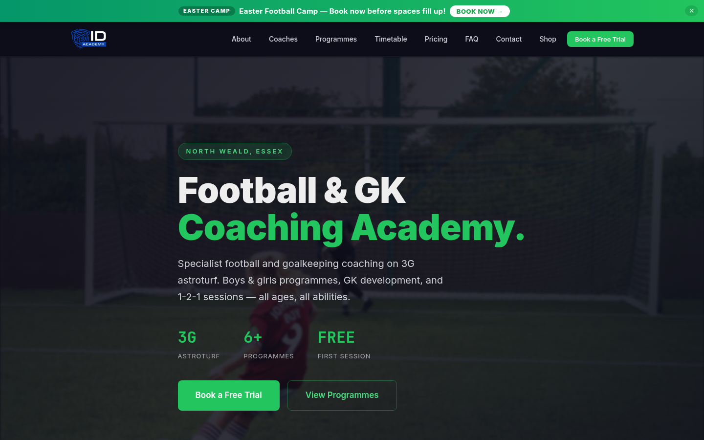 ID Academy new site — desktop