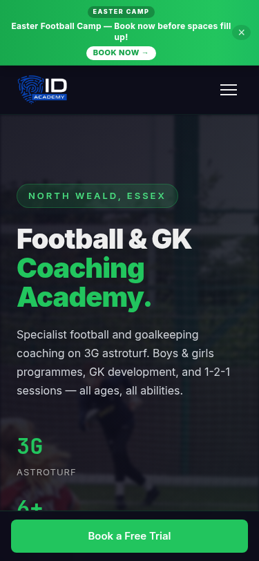 ID Academy new site — mobile